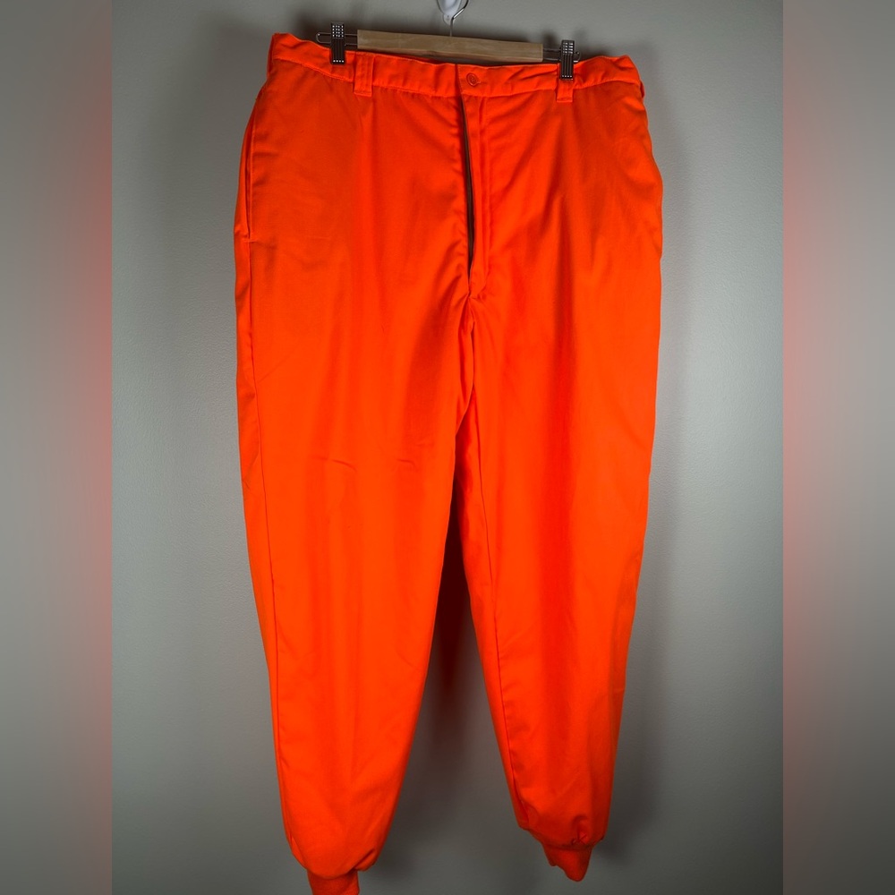 Woolrich Hunting Joggers Pants Quilted Lined Thermoloft Sz XL Orange Vintage NWT